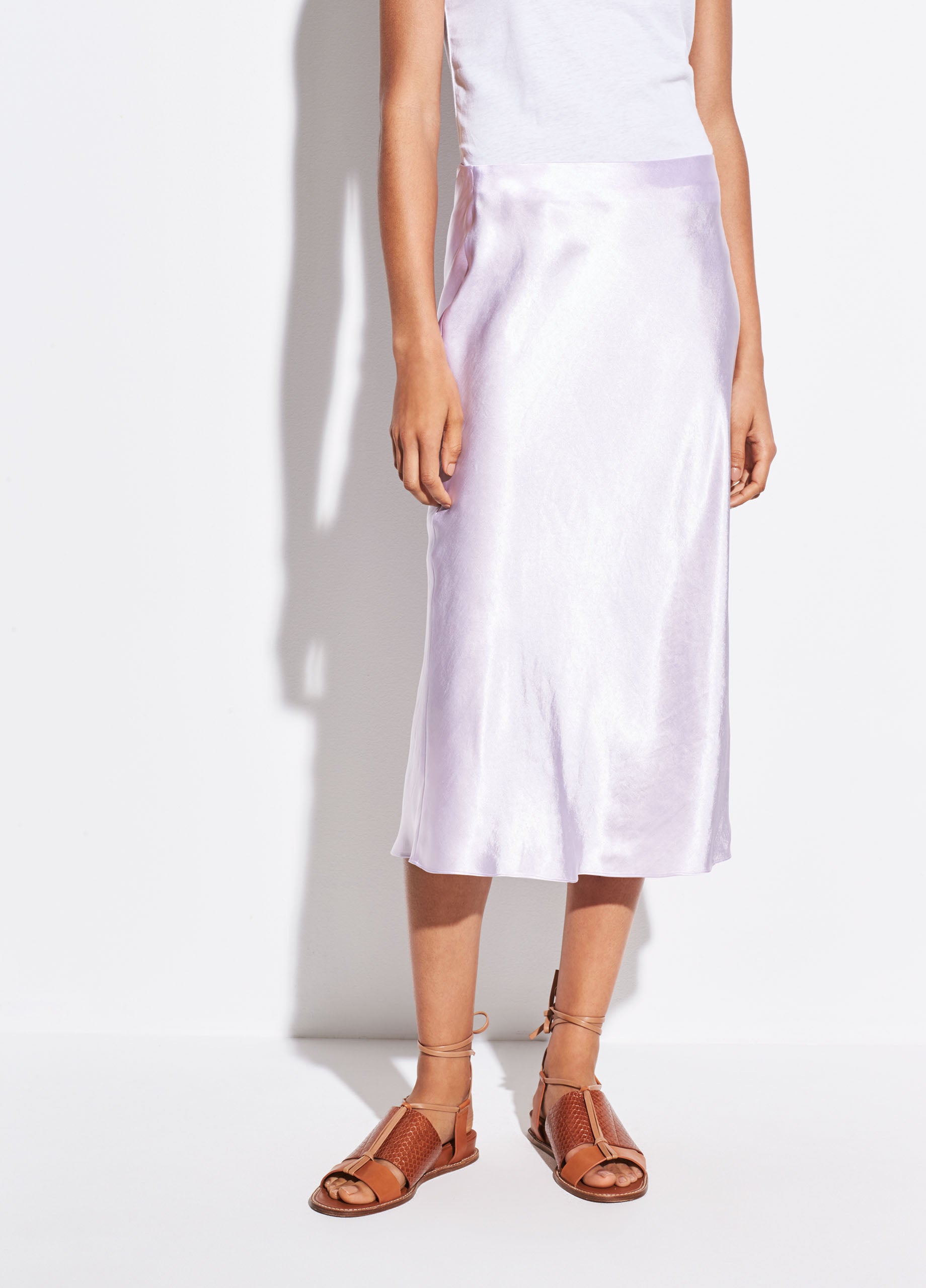 Vince | Satin Slip Skirt in Pale Iris ...